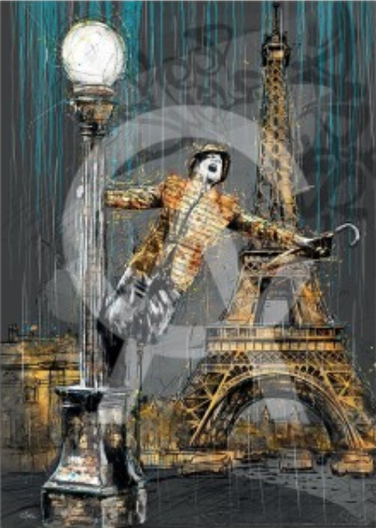 L&rsquo;homme, le lampadaire et la Tour Eiffel DIBOND